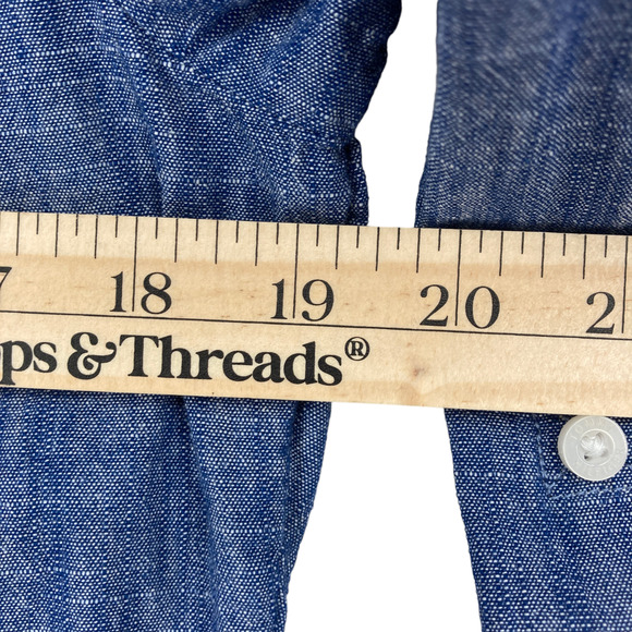 Tommy Hilfiger Shirt Women Small Blue Chambray Long Sleeve Logo Half Zip Popover - Picture 13 of 15